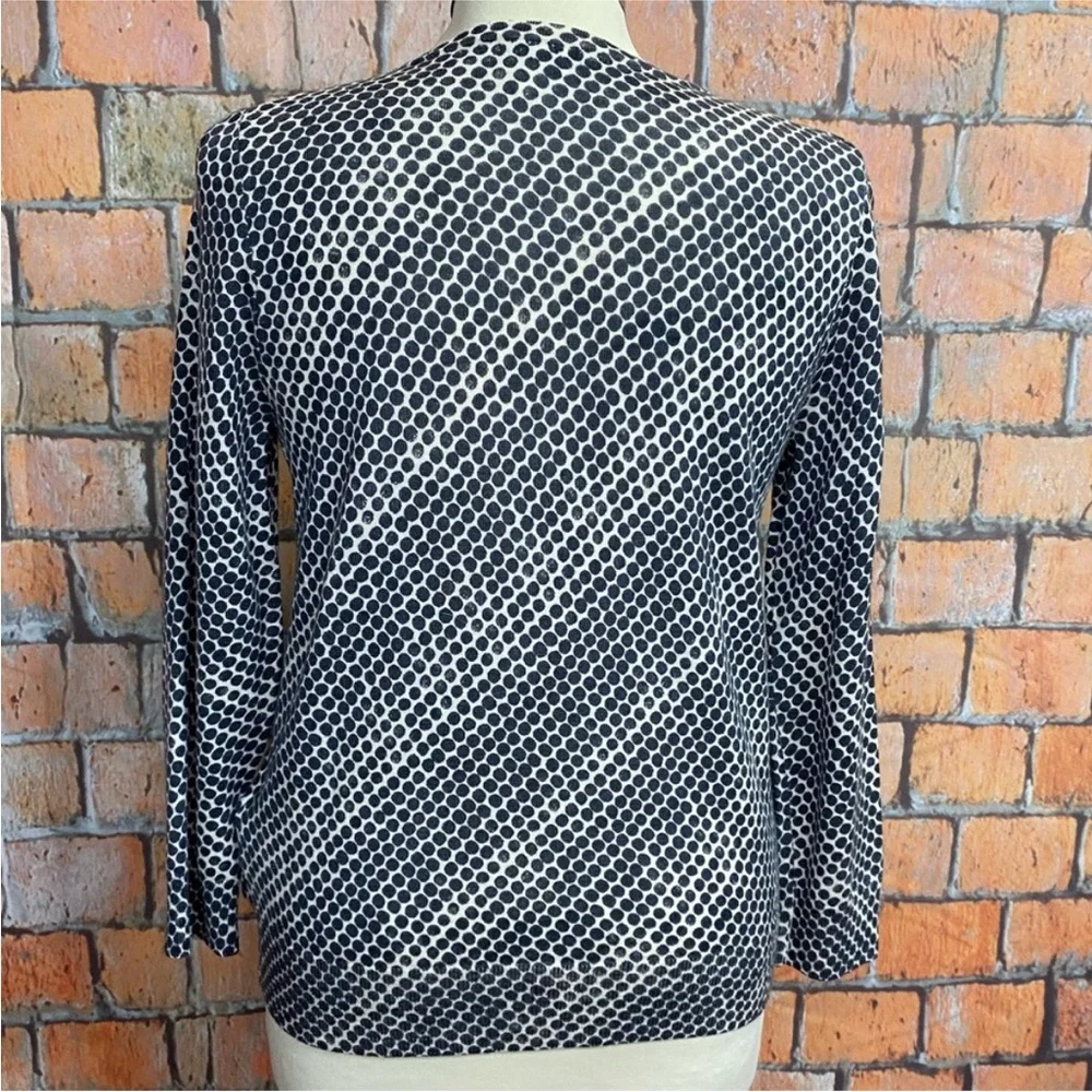 J. Crew Gray and White Polka Dot Merino Wool Cardigan‎ Sweater